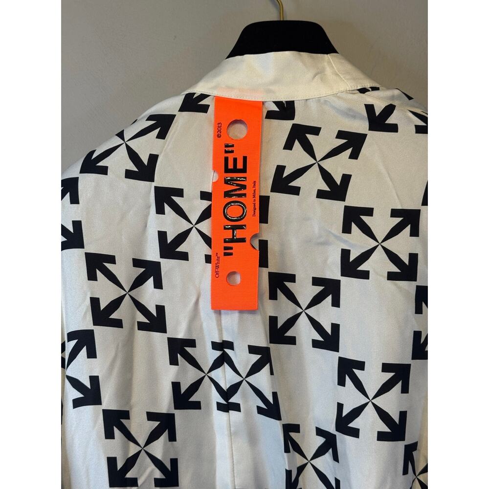 Off-White Virgil Abloh Arrow Pattern Silk Robe Size Small White Black - Picture 6 of 8